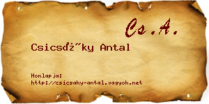 Csicsáky Antal névjegykártya